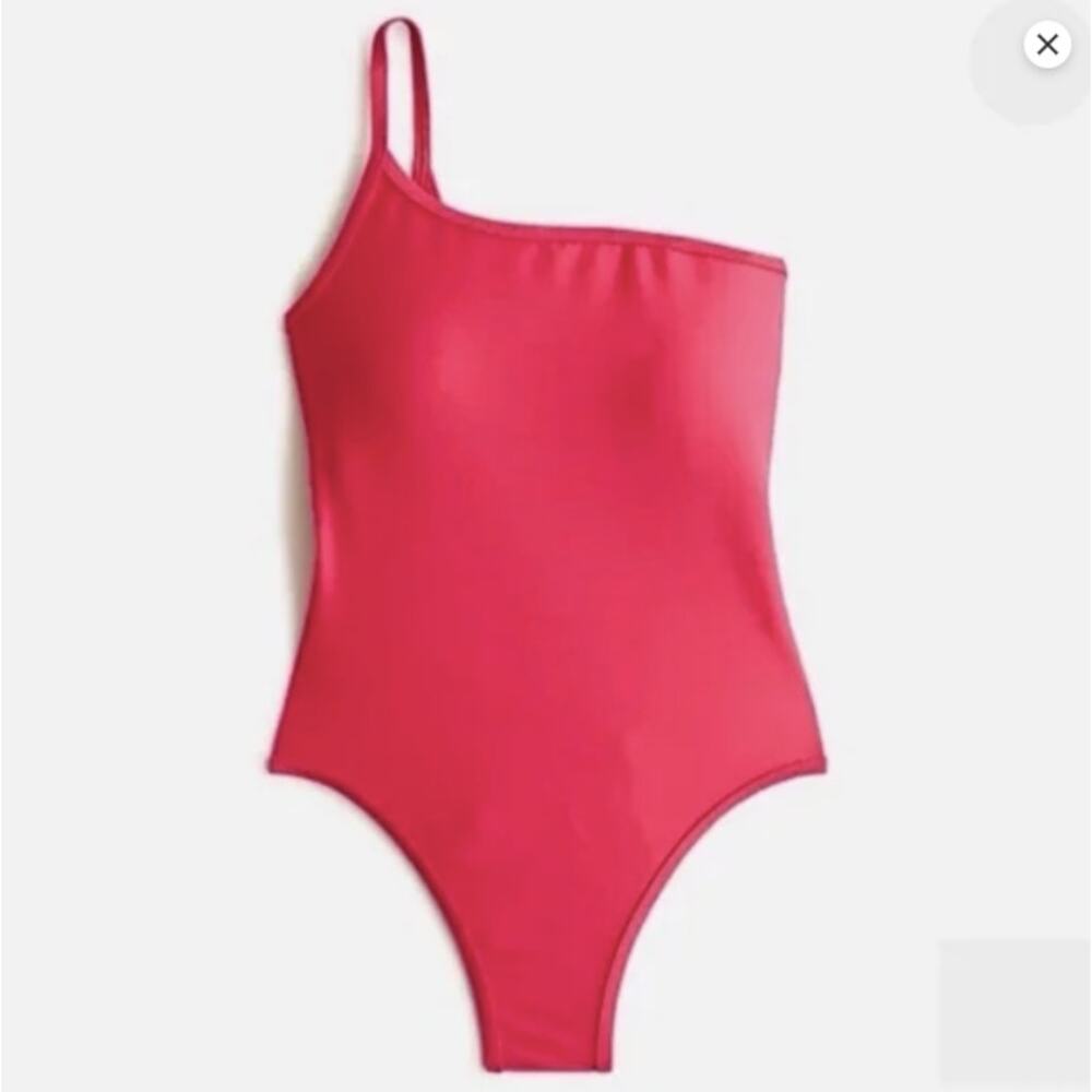 J Crew Ribbed One-Strap One-Piece Swimsuit Size 22 Pink Wild Hibiscus BH484 NWT